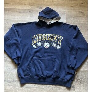 Vintage 90s Disney Designs Mickey Pullover Hoodie Sweatshirt Size XL Made In USA